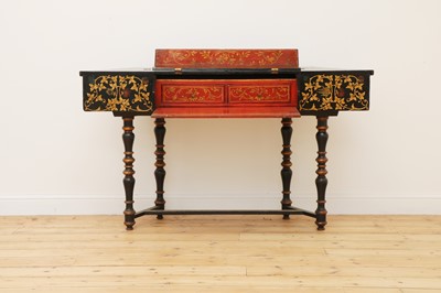 Lot 416 - An ebonised and parcel-gilt harpsichord case