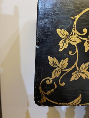 Lot 416 - An ebonised and parcel-gilt harpsichord case