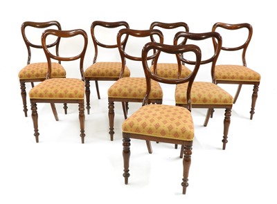 Lot 522 - A set of eight William IV rosewood kidney back dining chairs