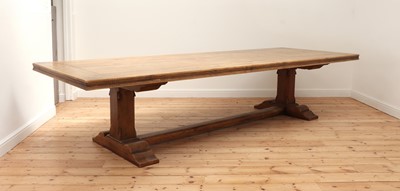 Lot 290 - A large blonde oak refectory table