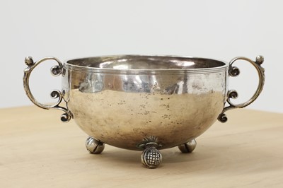 Lot 323 - A Scandinavian silver marriage bowl or écuelle