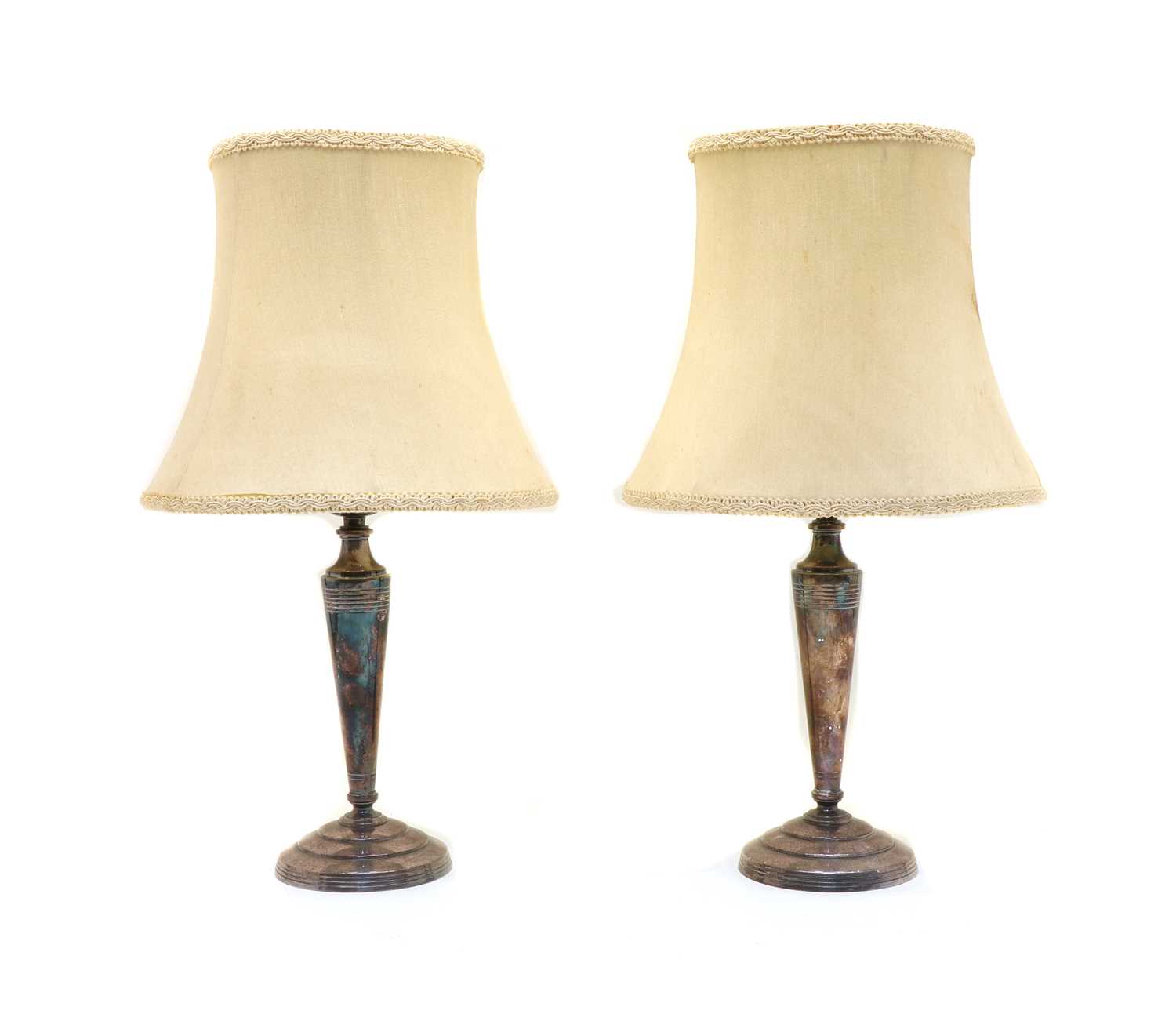 Lot 16 - A pair of Mappin & Webb 'Princes Plate' table lamps