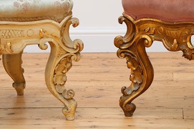 Lot 212 - A pair of French Louis XV-style stools