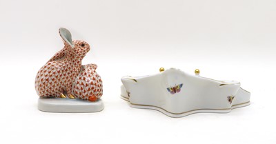 Lot 280 - A Herend porcelain figure group modelled as two rabbits