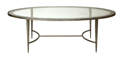 Lot 361 - An oval glass-topped aluminium coffee table