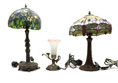 Lot 320 - A Tiffany style table lamp