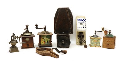 Lot 207 - A rustic walnut and iron moulin or coffee grinder