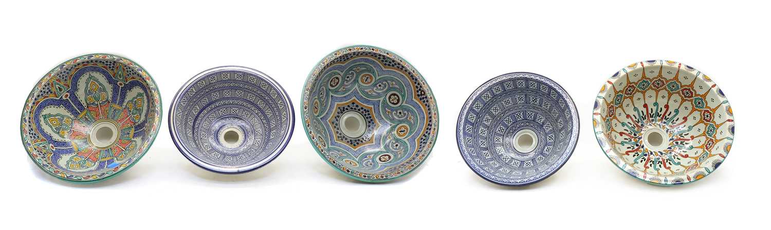 Lot 247 - A group of five various Isnik pottery basins