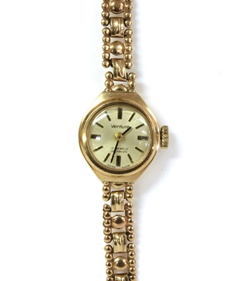 Lot 224 - A ladies' 9ct gold Ventura mechanical bracelet watch