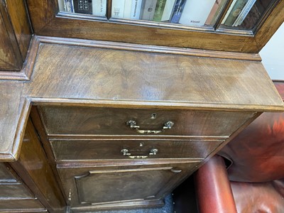 Lot 53 - A George III mahogany secretaire breakfront bookcase