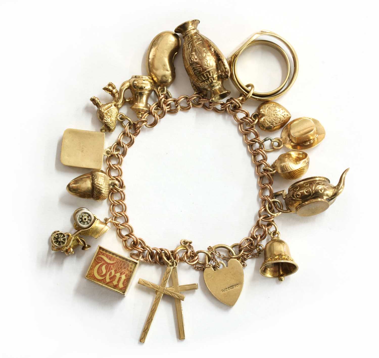 Lot 61 - A gold charm bracelet