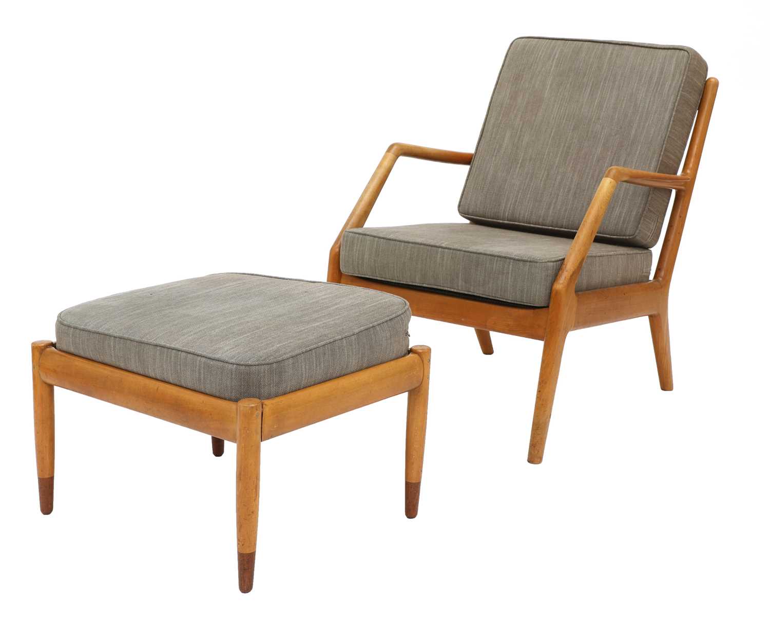 Lot 588 - A Danish birch and teak lounger and stool