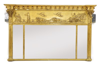 Lot 547 - A Regency giltwood and gesso triptych overmantle mirror