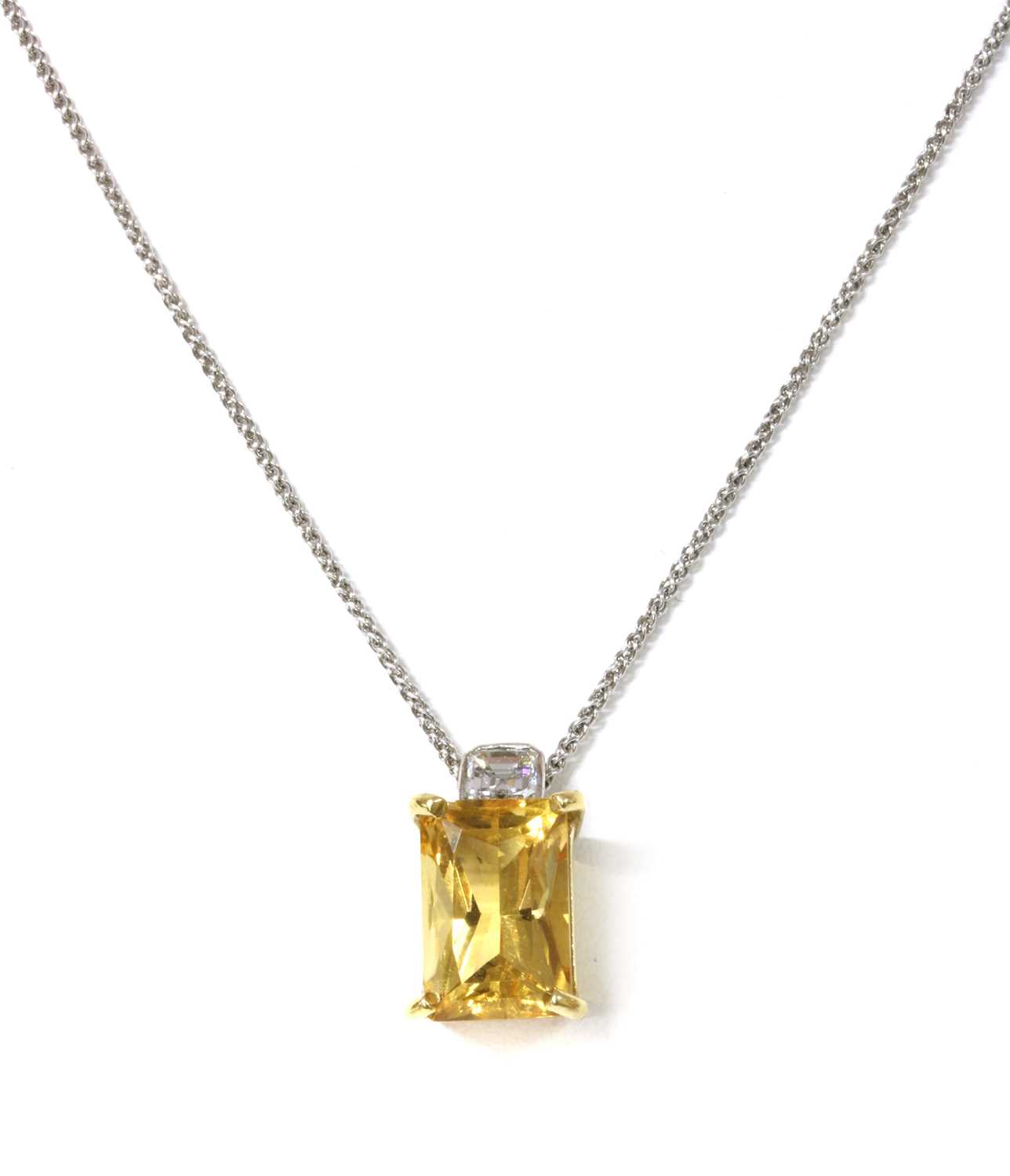 Lot 1178 - An 18ct gold citrine and diamond pendant