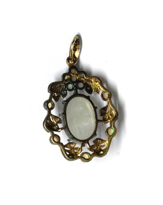 Lot 207 - A silver labradorite, opal and diamond wreath pendant