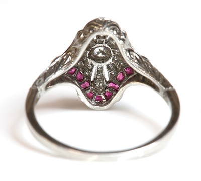 Lot 195 - An American Art Deco-style ruby and diamond plaque ring