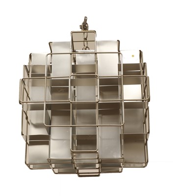 Lot 586 - A modern aluminium cube-form pendant light