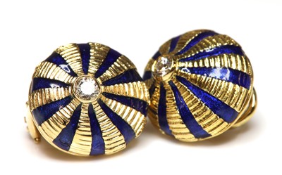 Lot 518 - A pair of gold enamel and diamond earrings, by Jean Schlumberger for Tiffany & Co.