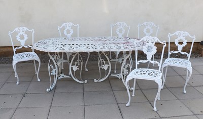 Lot 644 - A Victorian style garden table and six chairs