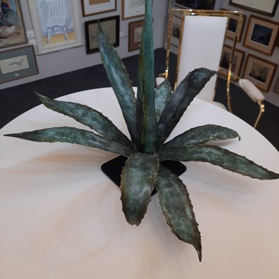 Lot 732 - A pair of patinated bronze Agave succulents
