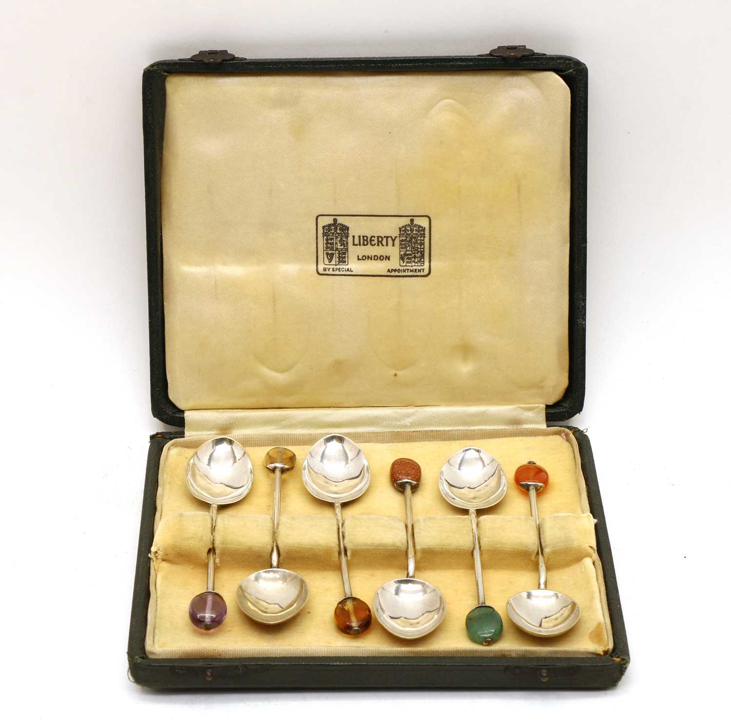 Lot 53 - A cased set of six Liberty & Co silver coffee spoons