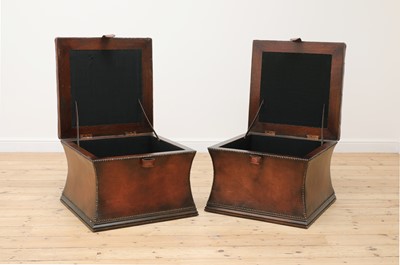 Lot 3 - A pair of William IV-style leather ottoman stools