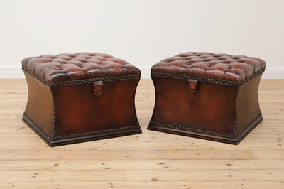 Lot 3 - A pair of William IV-style leather ottoman stools