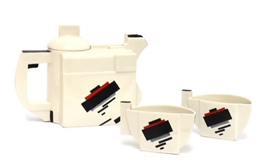 Lot 55 - A Soviet Suprematist-style tea set for two