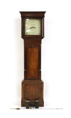 Lot 504 - A George III oak and mahogany 8 day longcase clock