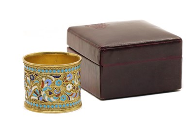 Lot 8 - A champleve napkin ring
