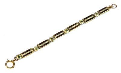 Lot 121 - An antique gold and enamel bracelet
