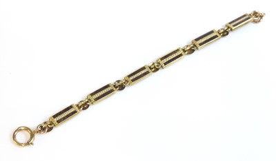 Lot 121 - An antique gold and enamel bracelet