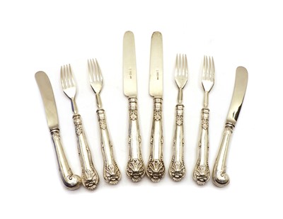 Lot 49 - Six pairs of Victorian silver fruit knives and forks