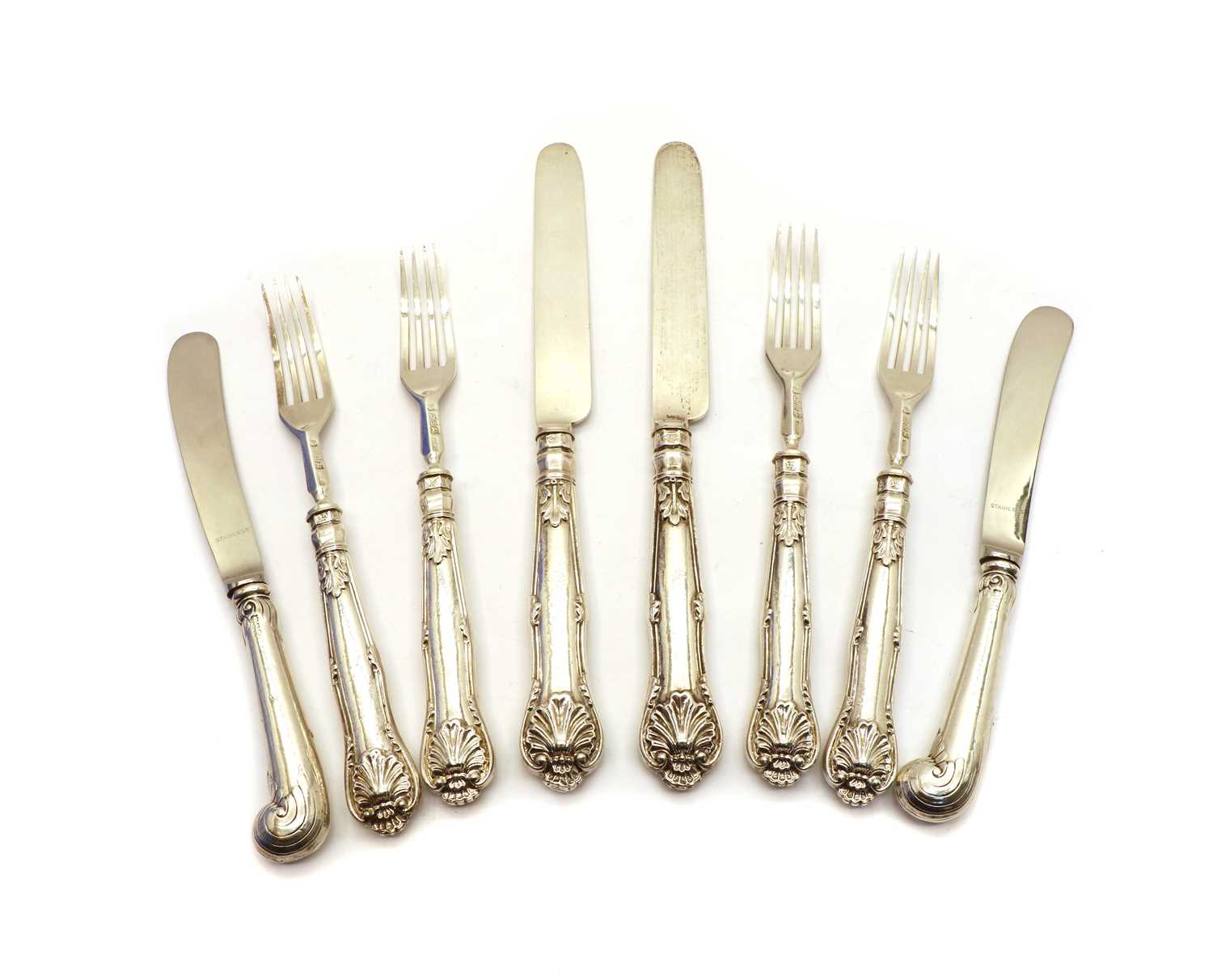 Lot 49 - Six pairs of Victorian silver fruit knives and forks