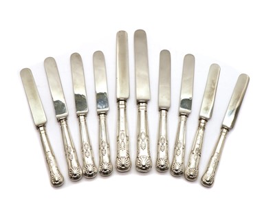 Lot 40A - A set of eighteen silver-handled Kings pattern table knives
