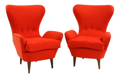 Lot 748 - A pair of red baize chairs