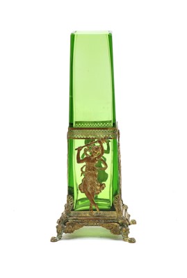 Lot 175 - A French green glass and metal mounted spill vase