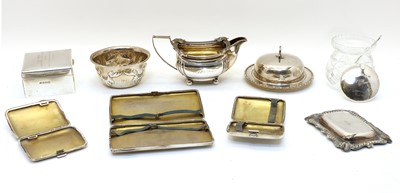 Lot 63 - Eight various silver items and a silver mounted pot