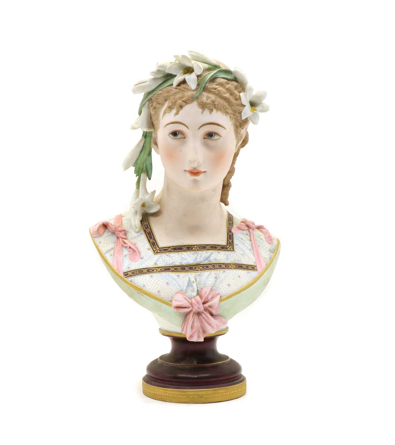 Lot 321 - A French painted Parian bust of a girl