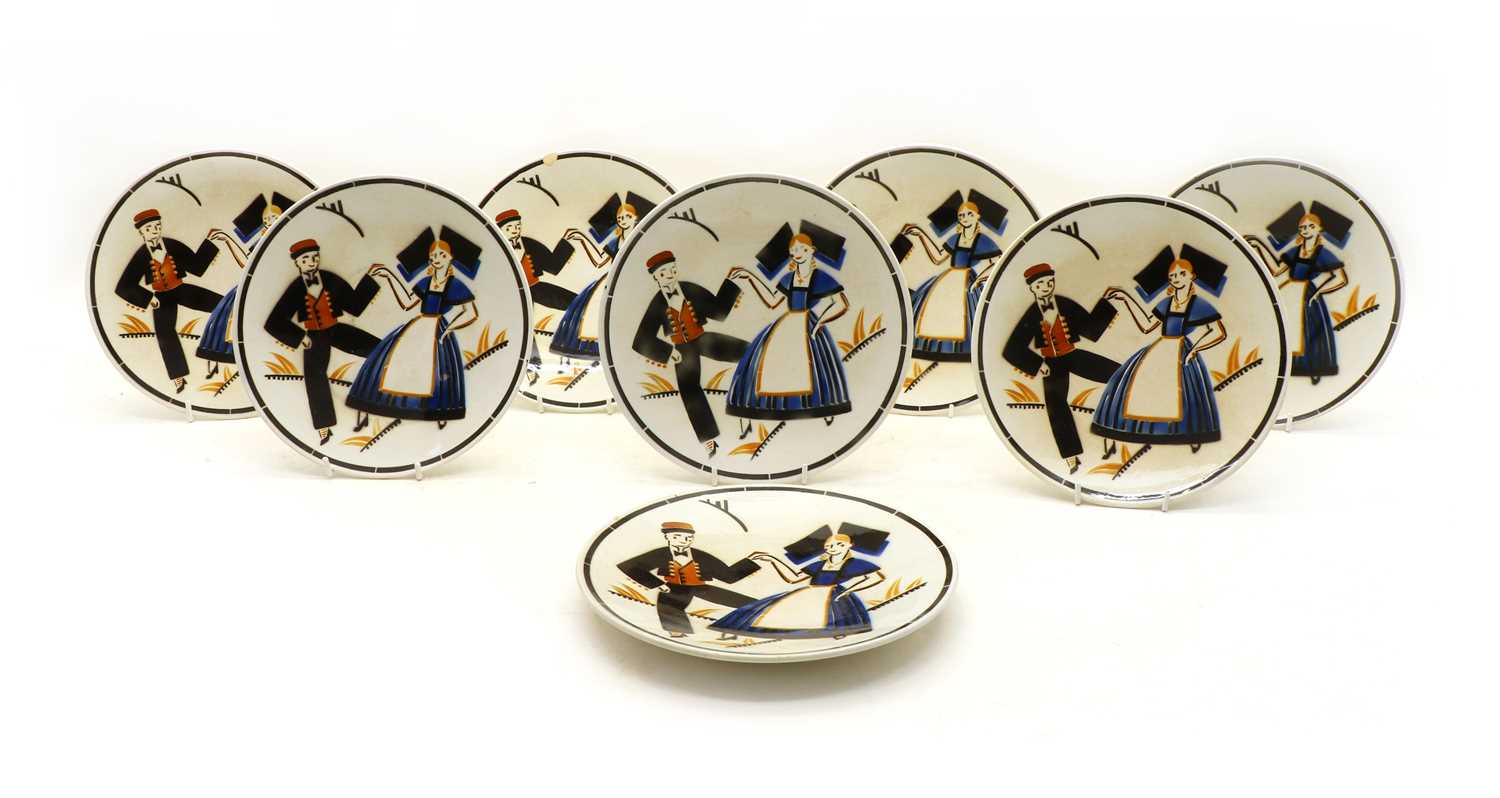 Lot 295 - Eight Keller and Guerin pottery plates