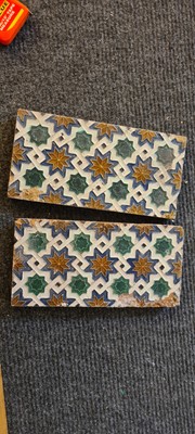 Lot 264 - A collection of fourteen moulded Azulejos style tiles
