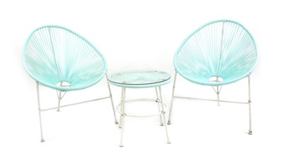 Lot 259 - A pair of 1950s style Acapulco blue wire loungers