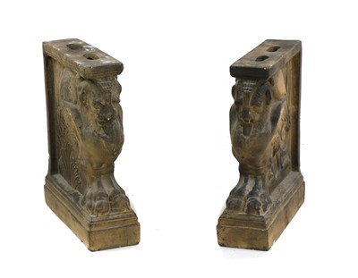 Lot 576 - A pair of pottery bench ends