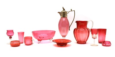 Lot 348 - A collection of cranberry glass