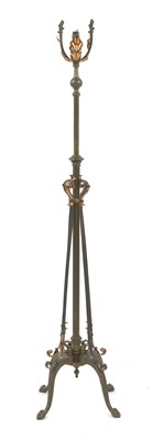 Lot 74 - An Arts and Crafts brass and copper telescopic standard lamp
