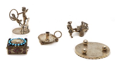 Lot 77 - A collection of silver and plated miniature items
