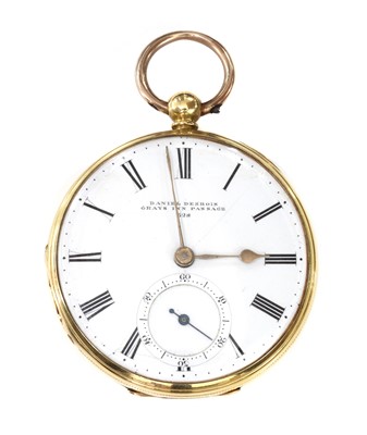 Lot 522 - An 18ct gold key wound open faced pocket watch