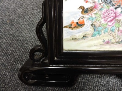 Lot 156 - Two Chinese famille rose table screens