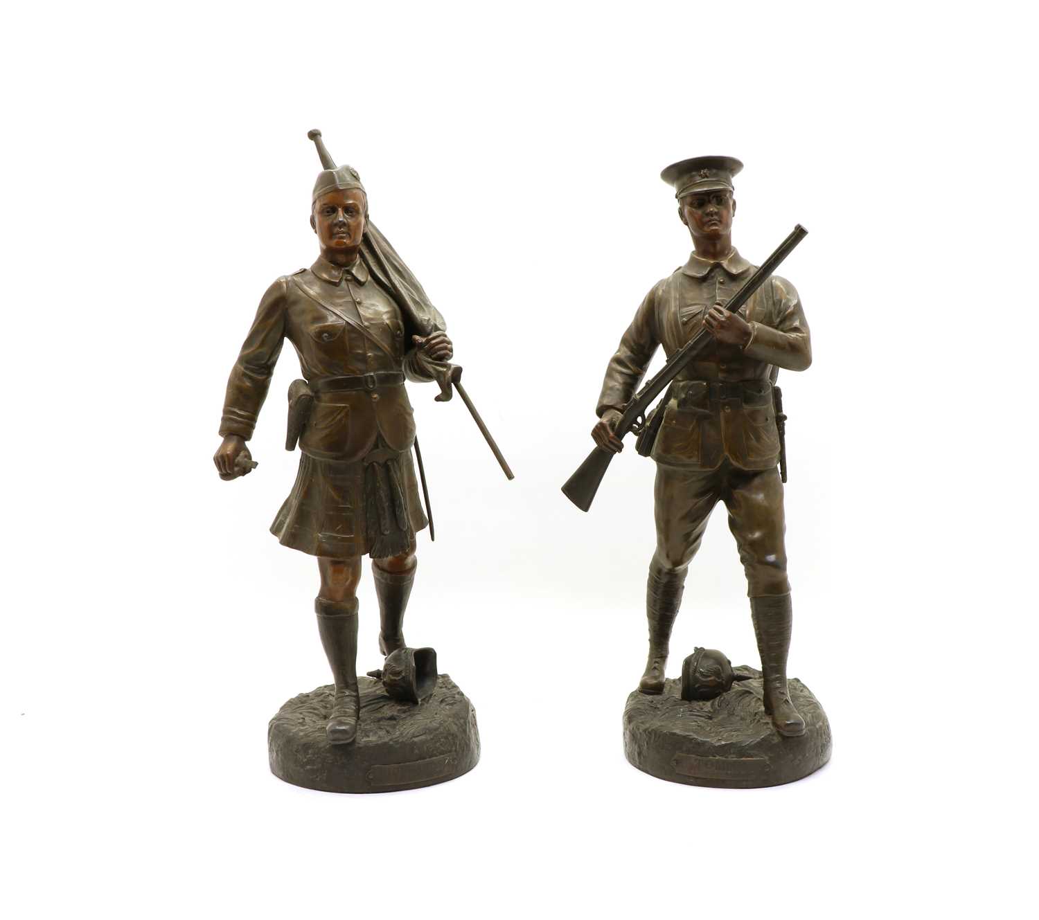 Lot 58 - Fugere, a pair of patinated spelter figures