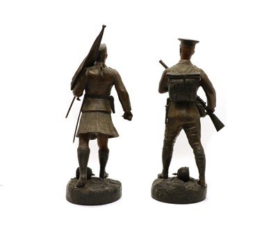 Lot 58 - Fugere, a pair of patinated spelter figures